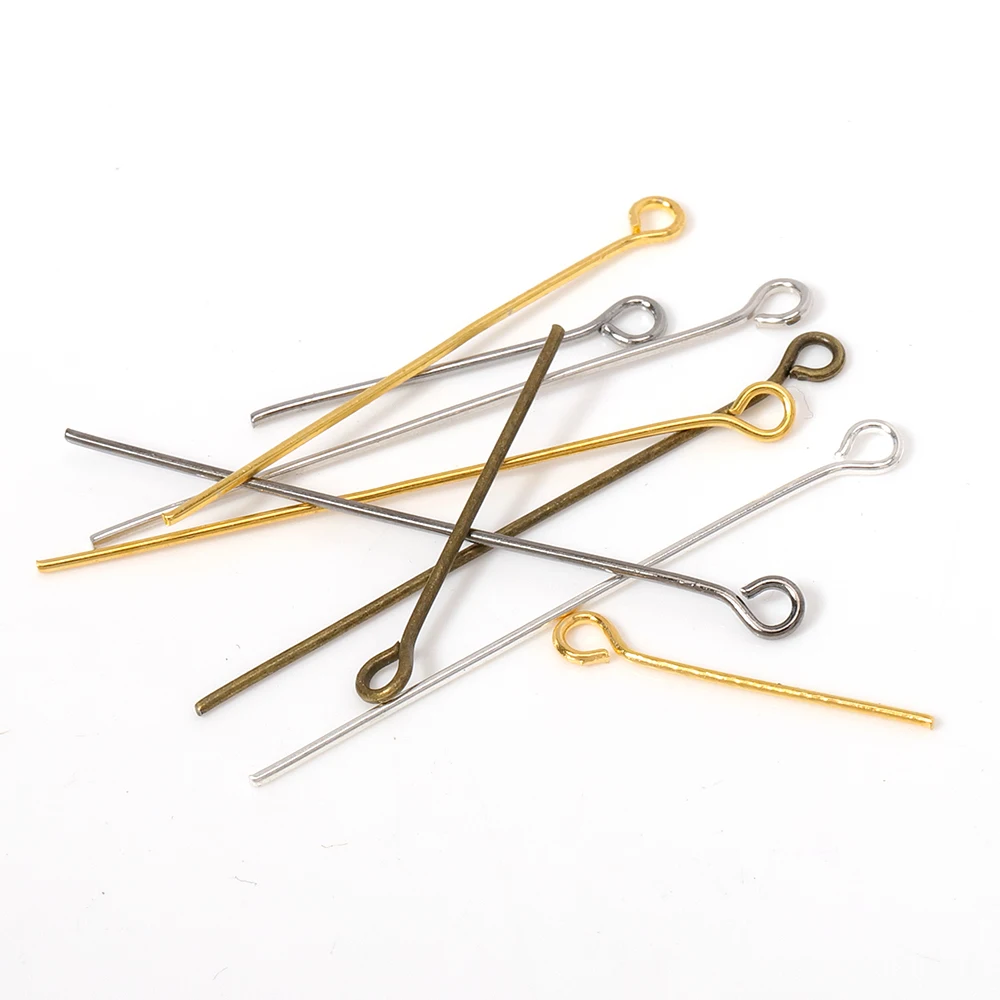 200pcs 18-40mm Metal Eye Head Pins Gold Bronze 5 Colors Eye Pins Connectors For Jewelry Making Findings Diy Earring Accessories
