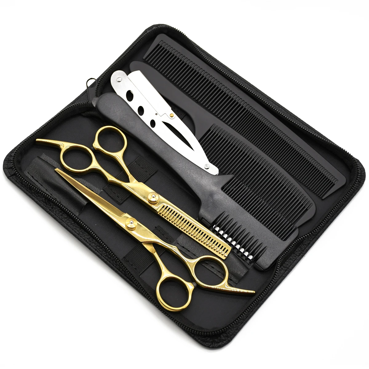 Hair Scissors 6" Japan Stainless Professional Hairdressing Scissors Barber Shop Hair Cutting Scissors Thinning Shears Razor Comb