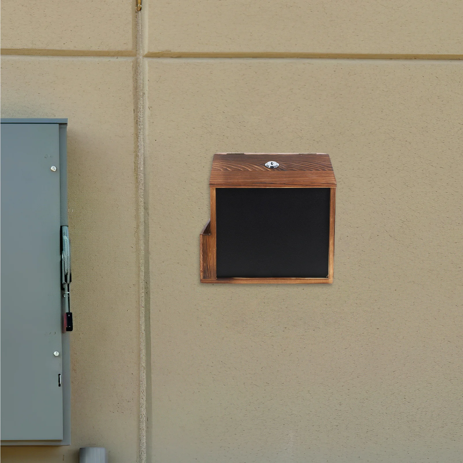 Vintage Wood Wall Mount Suggestion Donation Ballot Box Lockable Chalkboard Surface Home Office School Feedback Collection