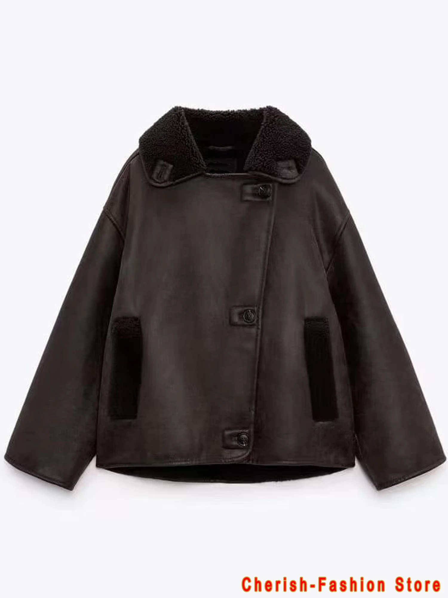 Imagem -06 - Cabolsa de Couro Camurça Pele de Carneiro Feminino Outwear Shearling Cordeiro Manga Longa Zíper Curto Marca Moto Biker Inverno 2023