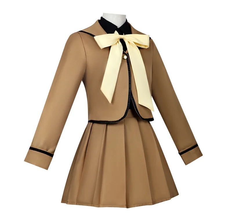 HighRestore Kamisama Hajimemashita Nanami Cos Suit Japanese High School Uniform Khaki Sailor Coat Pleated Skirt Complete Costume view 3
