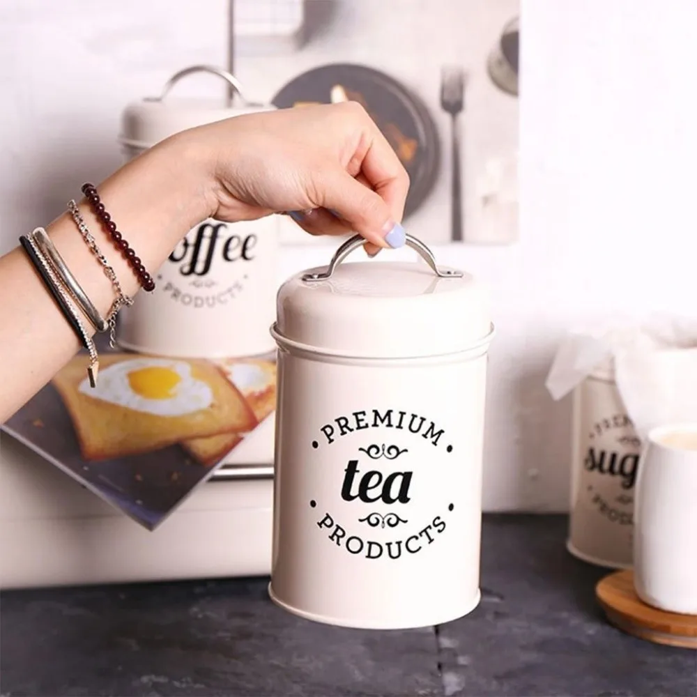 Ensemble de boîtes de rangement en métal, pot de rangement réutilisable, ensemble de pots de cuisine scellés, pot à biscuits et bonbons de grande capacité, 3 pièces