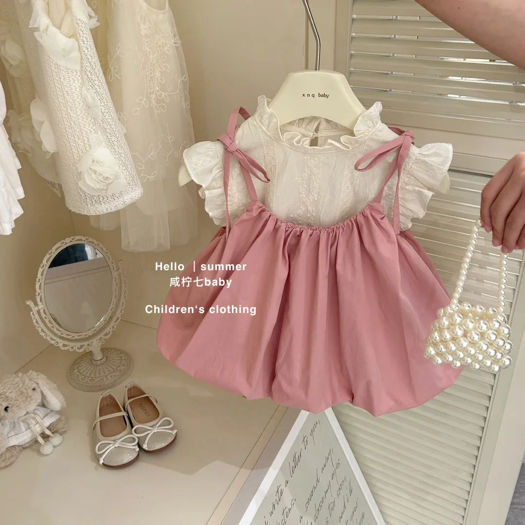 Baby Strap Dress Set Summer 2026 New Korean Girls Summer Dress Children Princess Two Piece Set Children Clothing