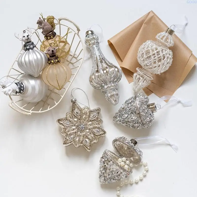 23GA Unique Glass Christmas Decorations With Retro Sparkles Design For Home Office Party Styling