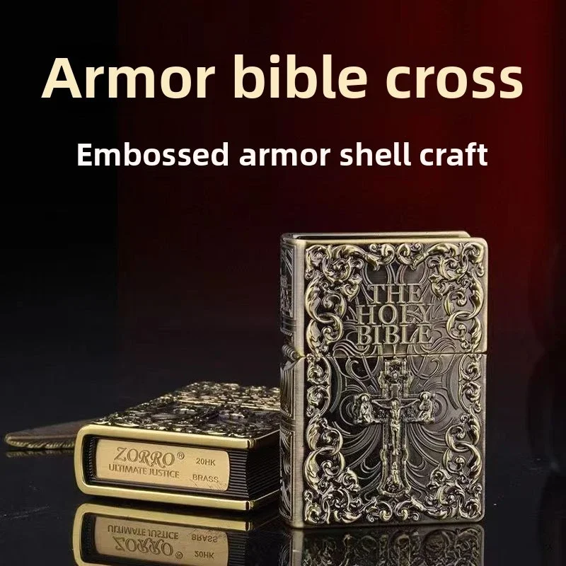 

ZORRO Creative Personalized Armor Kerosene Lighter Bible Retro Vintage Grinding Wheel Men's Gifts Cigarette Lighter Wholesale