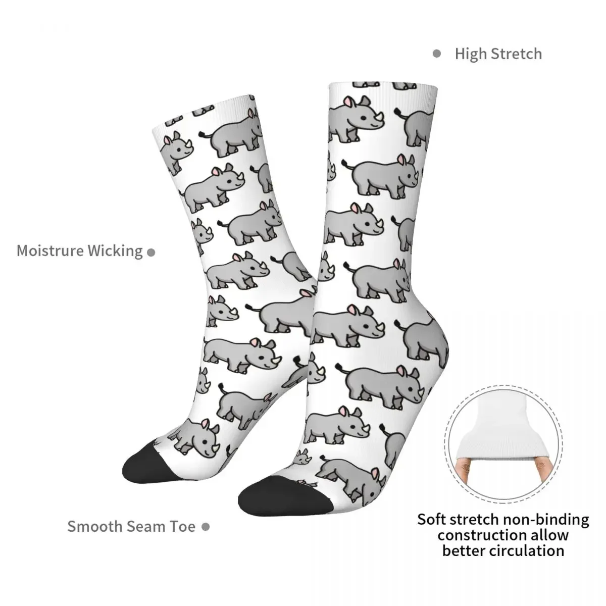 Rhino Socks Harajuku Super Soft Stockings All Season Long Socks Accessories for Unisex Gifts