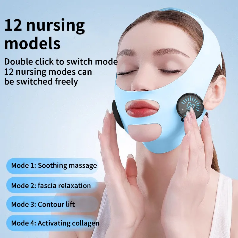 EMS Facial Massager V Face Lift Microcurrent Mask Anti Wrinkle Skin Tightening Machine Double Chin Reducer Beauty Device