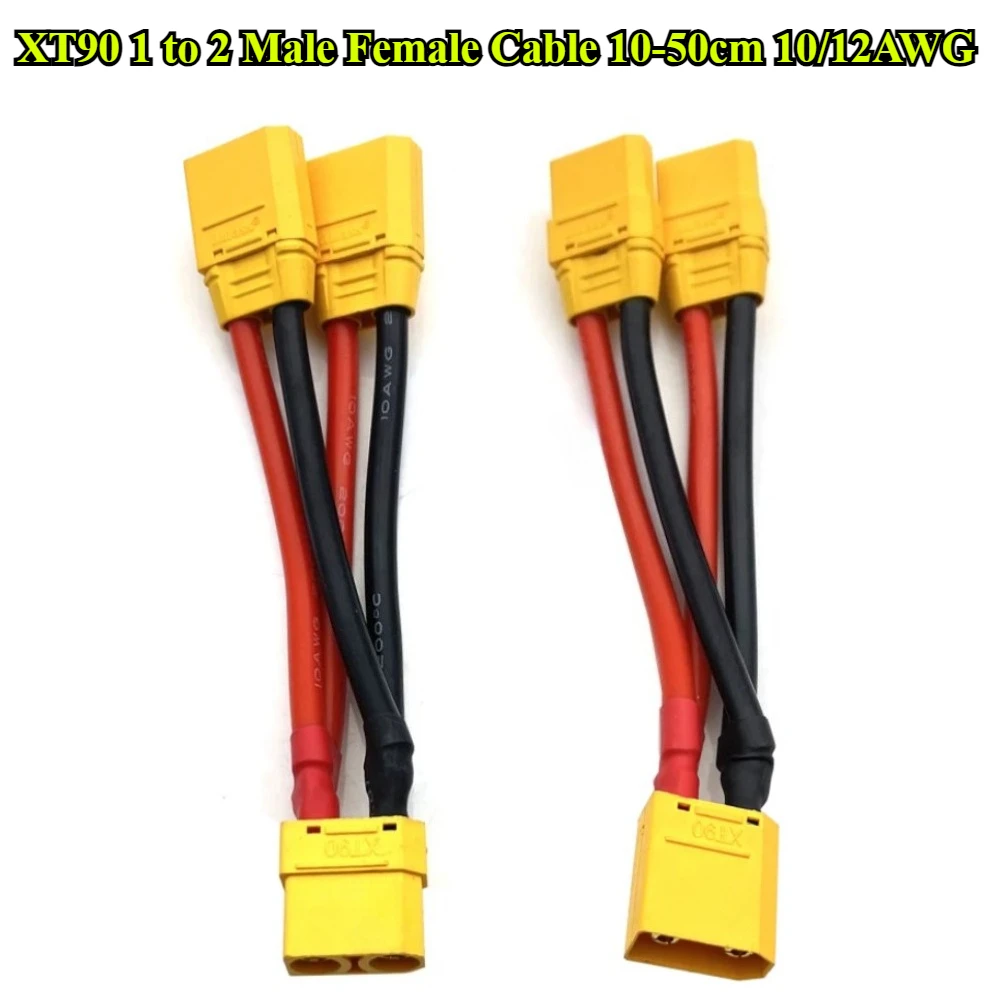 Y-type XT90 Lithium Battery Connector Cable 1 to 2 Parallel Line XT90 Male to Female Drone Power Charging Plug Wire 10/15-50cm