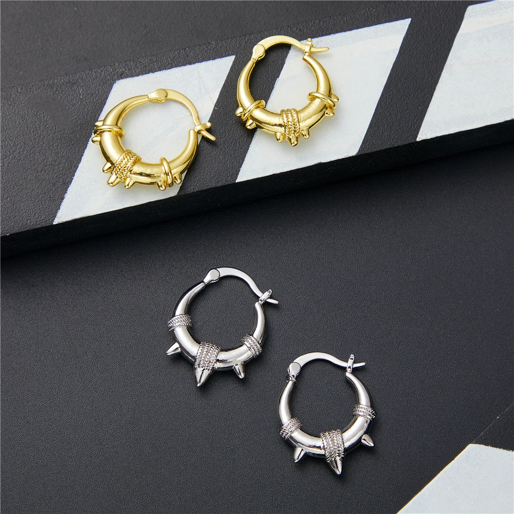 Vintage Fashion Simple Rock Style Ear Buckles Earrings for Women Men Gold Plated Hoop Earrings European Piercing Jewelry 2022