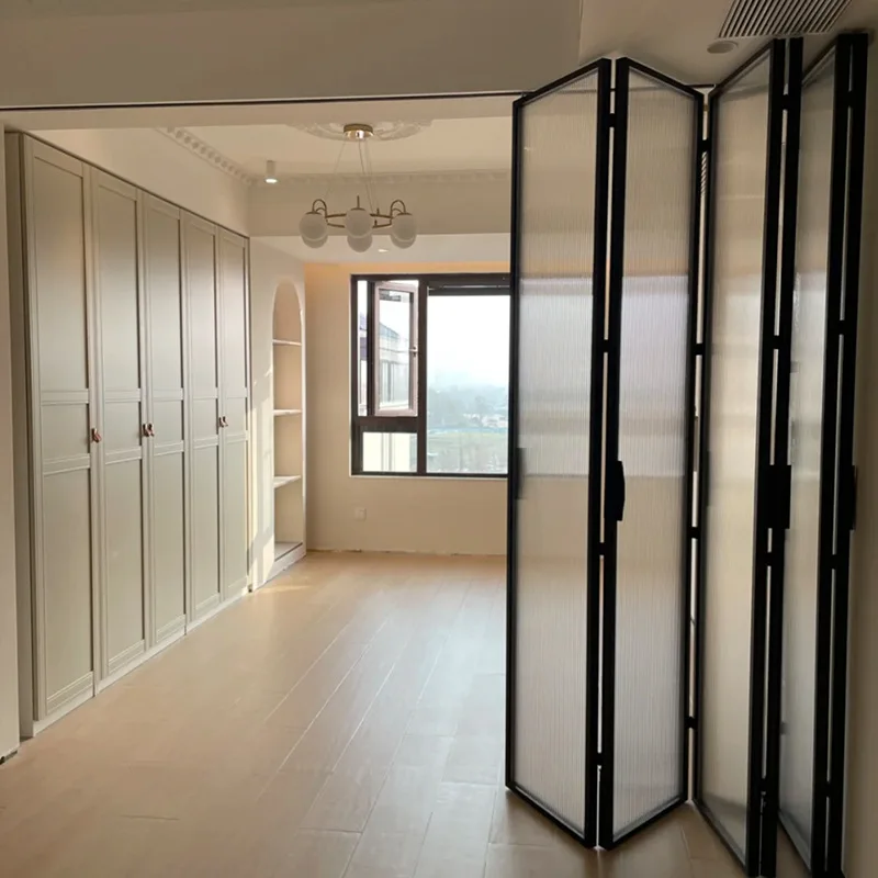 Hanging rail minimalist tempered glass folding door modern balcony kitchen folding glass door minimalist extremely narrow