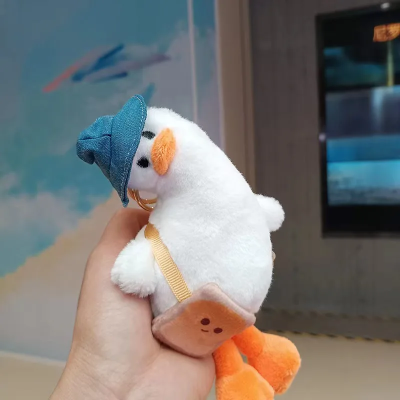 Kawaii chaveiro de pelúcia dos desenhos animados adorável pato carro saco acessório bonito brinquedo de pelúcia chaveiro menino menina casal chaveiro amante pingente presentes