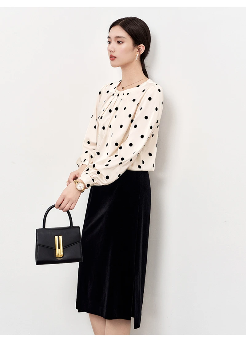 Gonna da donna in velluto di seta di fascia alta, semplice, elegante e nobile, abbigliamento da donna di lusso leggero casual da lavoro all'aperto, morbido e leggero