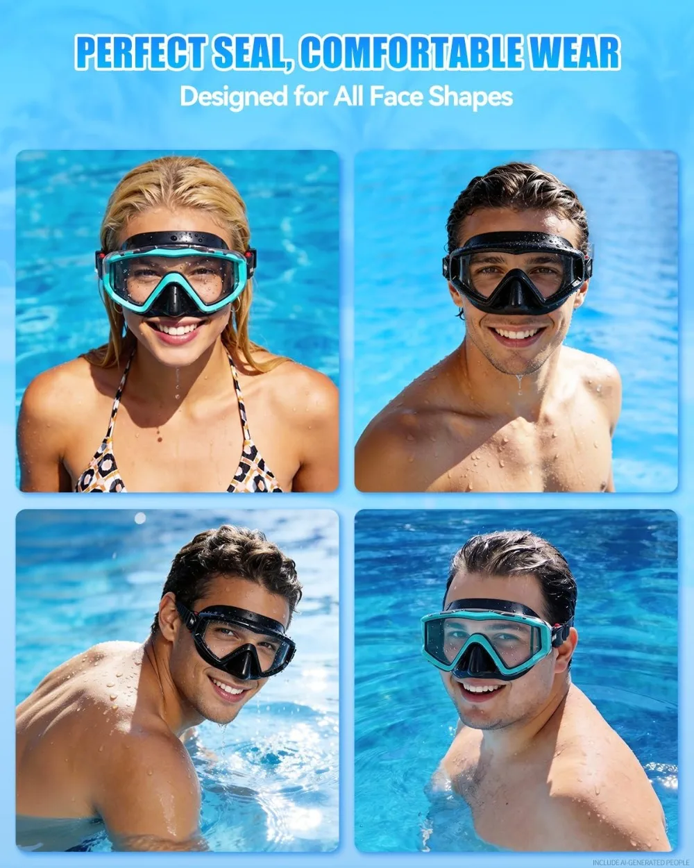 Swim Goggles for Adults Kids 220° Wide View Anti-Fog with Mesh Bag for Pool Beach view 2