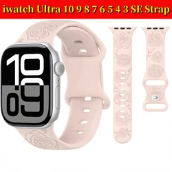 Silicone Strap For Apple Watch 10 9 8 7 Band 45mm 41mm 42mm 46mm Ultra 2 49mm Pattern Bracelet Wristband iWatch 6 5 4 SE Correa