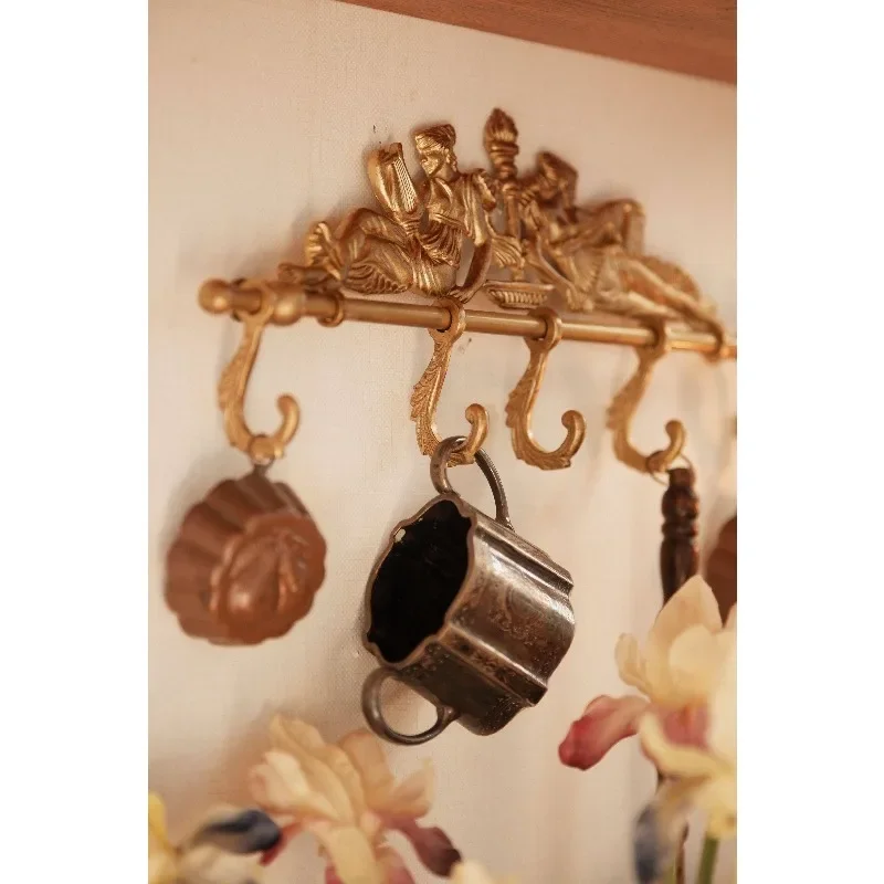 Original French Medieval Brass Hanging Painting Kitchen Hook Entrance Niche Decorative Painting Track Hanging Chain Decoration
