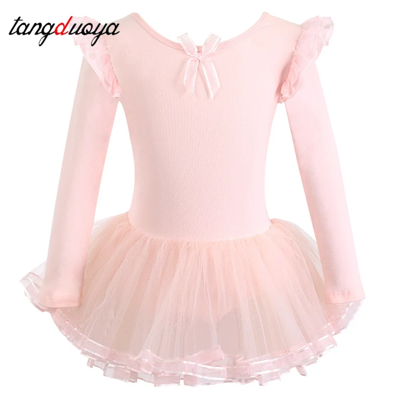 

Children's Dance Suit New Girls' Dance Training Suit Dance Form Long Short Sleeve Pink Open Range Tuffy Skirt