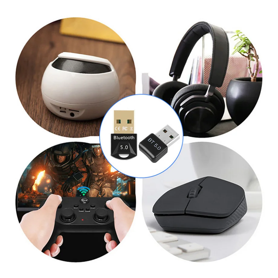 بلوتوث 5.0 محول صغير USB بلوتوث دونجل ماوس USB للكمبيوتر بلوتوث استقبال الصوت الموسيقى بلوتوث 5.0 الارسال للكمبيوتر