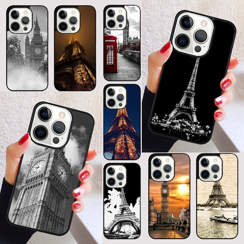 London Eye Eiffel Tower Big Ben cover For iPhone 15 16 13 12 11 14 Pro Max Mini Max SE 2020 7 8 6S Plus Phone Case