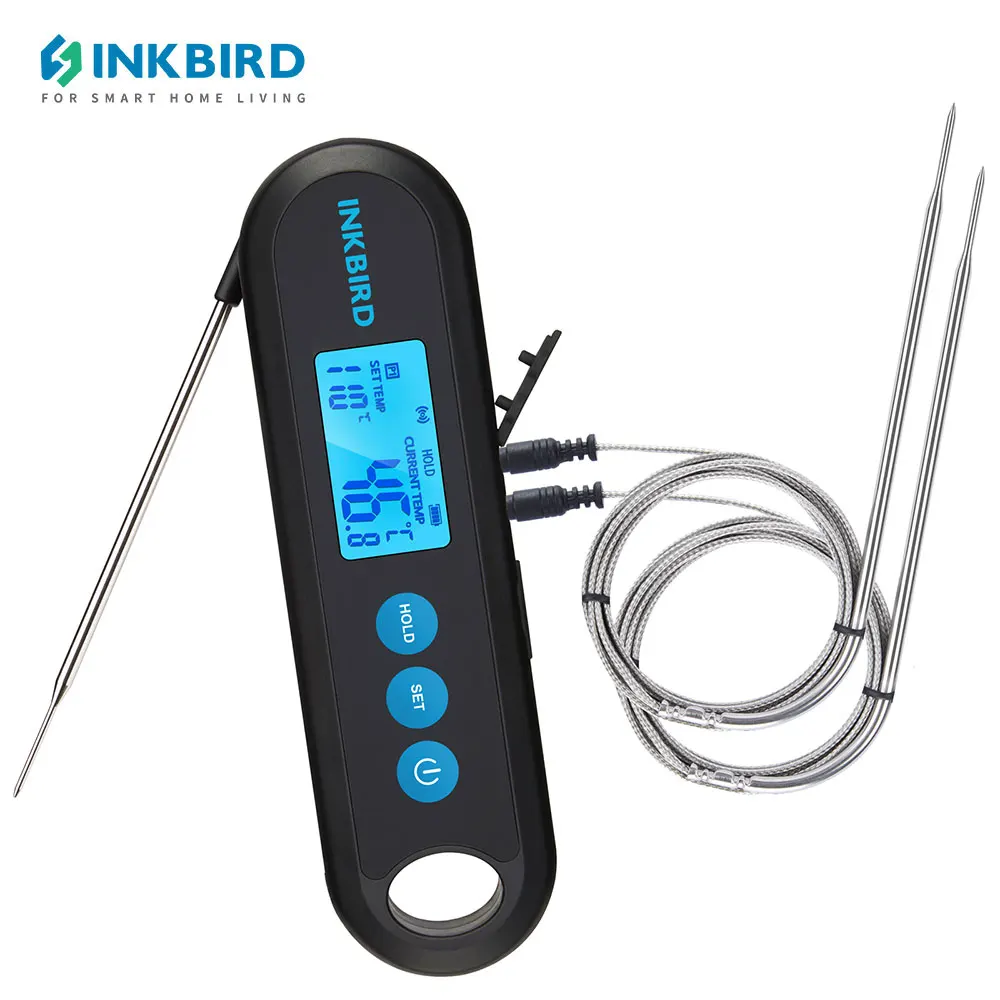 INKBIRD IHT-2PB Bluetooth Meat Thermometer With External Probes USB Rechargeable Backlight Display Food Thermometer for Cooking