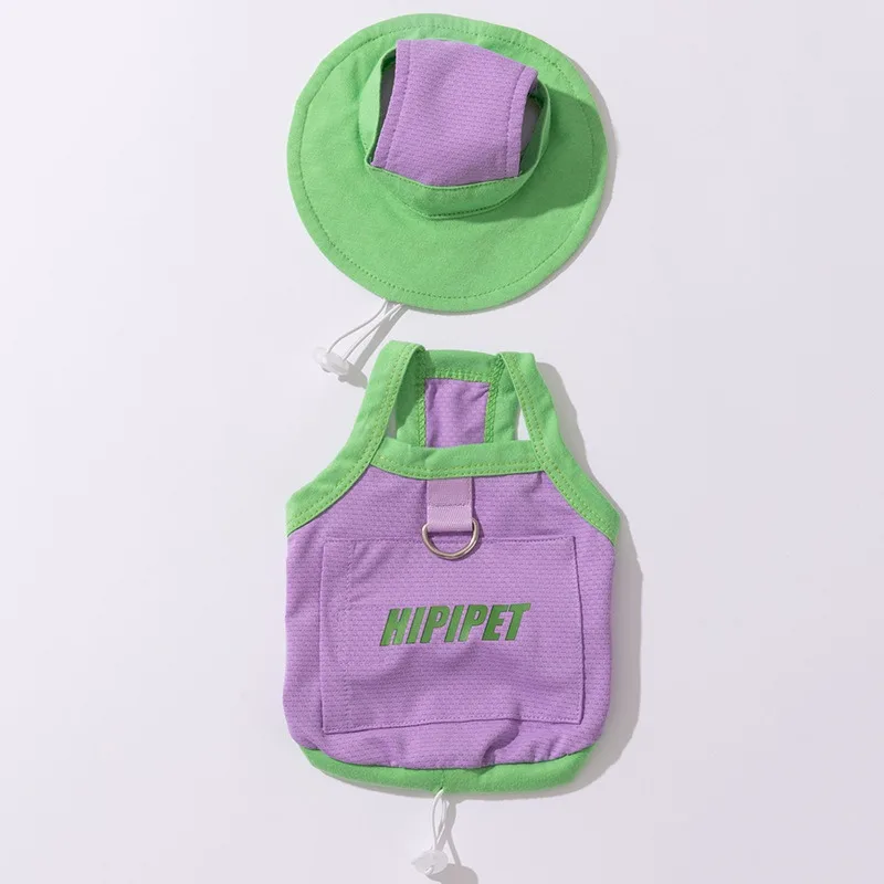 Dog Clothes with Hat Pet Summer Sun Protection Clothes Teddy Outdoor Vest Breathable Mesh Puppy T-Shirt with Traction Buckle - Image 4