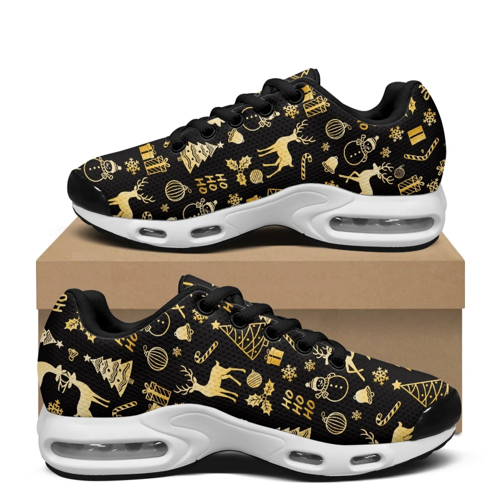 PENSTROLL Christmas Theme Breathable Walking Shoes Tennis Sneakers for Casual Air Cushion Air Cushion Sneakers