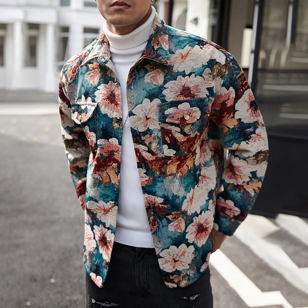

Мужская жаккардовая куртка, профессиональный трансграничный стиль, мужская мода больших размеров, модная, уличная, универсальная и повседневная куртка