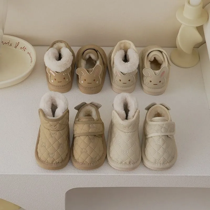 Thickened Fleece Winter Snow Boots for Babies And Toddlers Age 1-5 Children Cotton Shoes Warm Cute Baby Walking Shoes Girls Boys