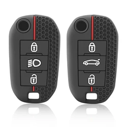 Silicone Key Car Remote Cover Shell Case Key Chain Holder Protector For Peugeot 308 Citroen C3 C4 Cactus C6 Berlingo 2024 2023