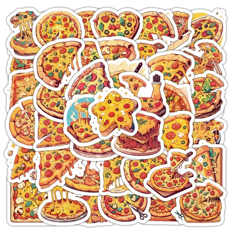 50pcs Cartoon Delicious Pizza Cute Creative Decoration Stickers