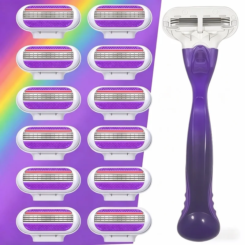 5-Blade Women's Razor with Moisturizing Serum, 1 Handle & 4 Refills for Smooth Shave