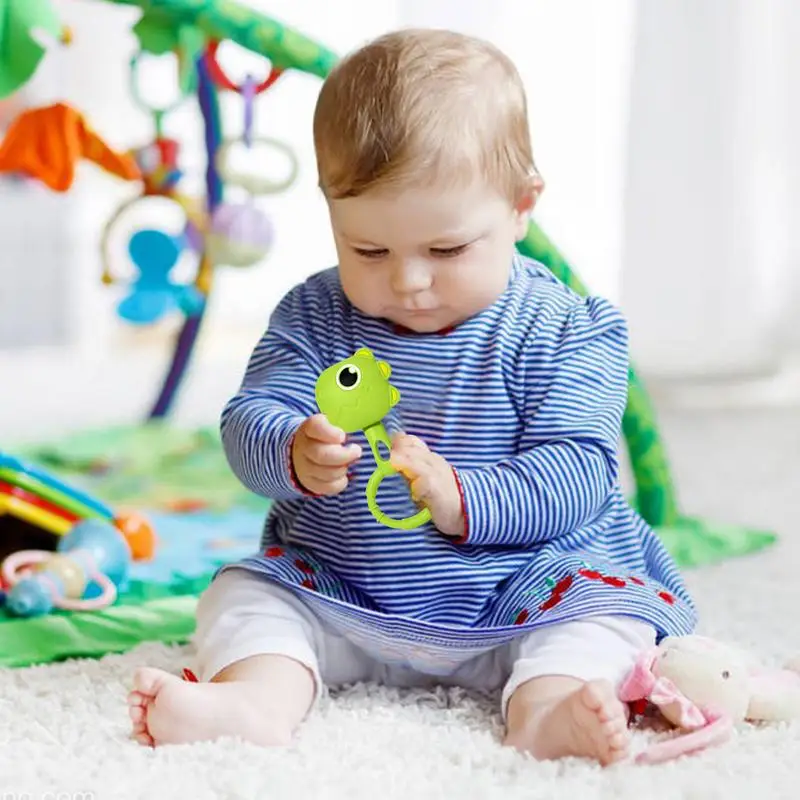 Giocattoli sensoriali per bambini bambini colorati giocattoli sensoriali giocattoli per neonati sonaglio compatto in Silicone per 6-12 mesi incoraggia la buonanotte