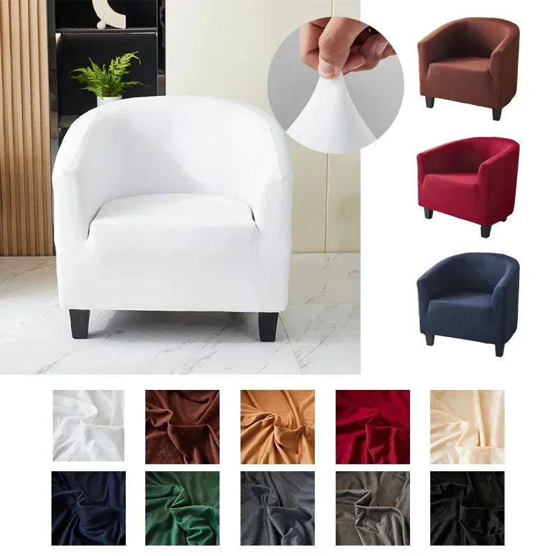 Monochrome Elastic Sofa Cover for Living Room, Stretch Slipcover for Club CafeCouch, Armchair Protector, Single Seater, White