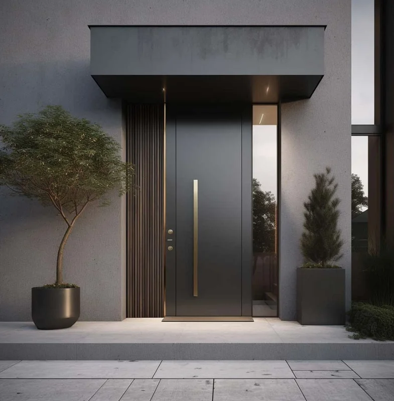تخصيص الأبواب الخارجية للبوابة الرئيسية الحديثة تصاميم باب الدخول الأمامي لباب دخول الألومنيوم لأمن المنزل