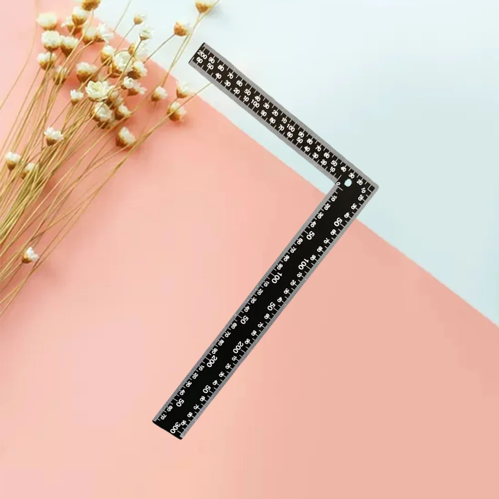 Herramienta de medición de regla de ángulo de 90 grados, cuadrado en L, de acero inoxidable, color negro, para carpintería, manualidades, 1 Uds.