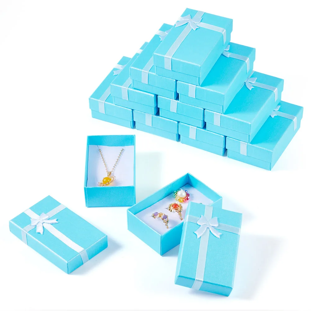 

12pcs Cardboard Jewelry Boxes Gift Display Boxes Rectangle For Necklaces Bracelets Earrings Rings Square Rectangle Packaging Box