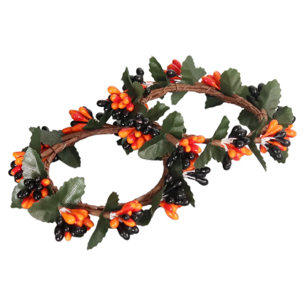 

2Pcs Easter Rings Wreaths Artificial Berry Spring Decoration Home Table Centerpiece Holiday Party Candlestick Decor