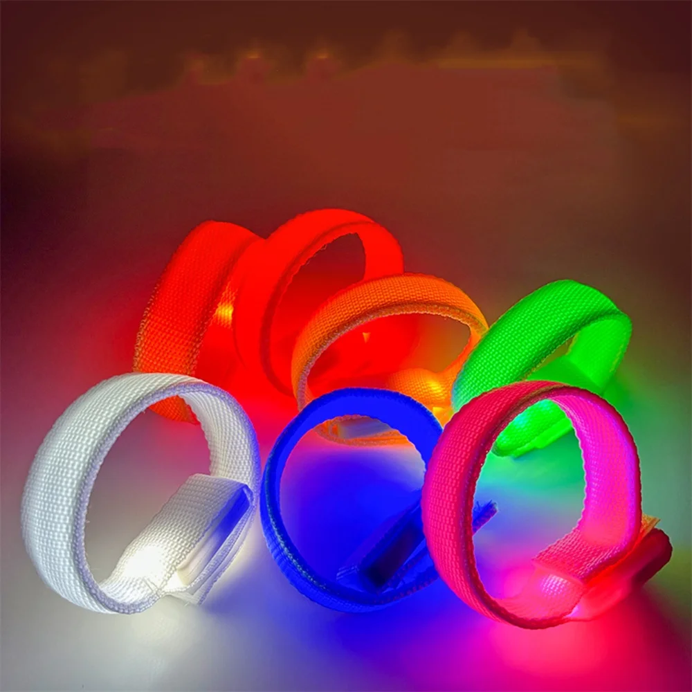 LED Reflective Bracelet Nylon Adjustable Armband Luminous Night Running Climbing Strap Outdoor Sports Safety Bright Band