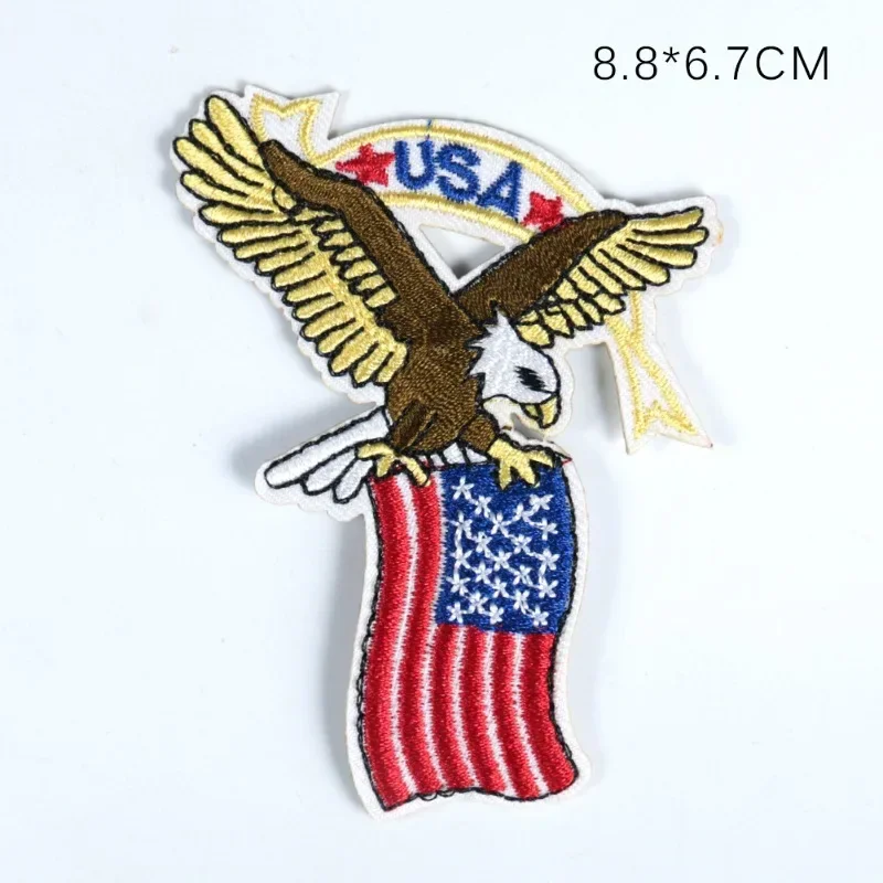 Embroidery Cloth Sticker Eagle Flag Star Striped Flag Glasses Clothing Badge Adhesive Embroidery Patch