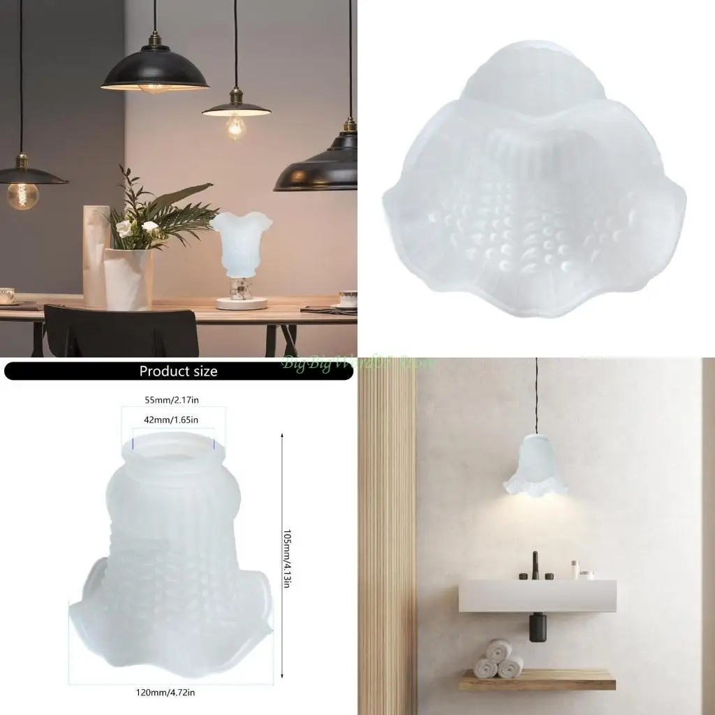 

24TE Flower Shaped Bulb Guard Chandelier Pendant Light Cover Glass Ceiling Lamp Shade