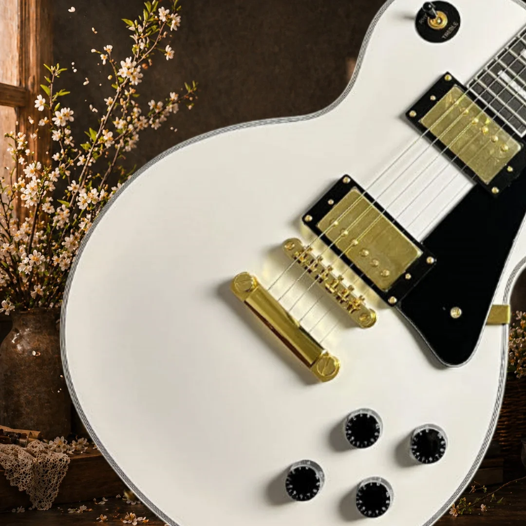 Fast Delivery White Electric Guitar 6 Strings Rosewood Fingerboard Mahogany Body