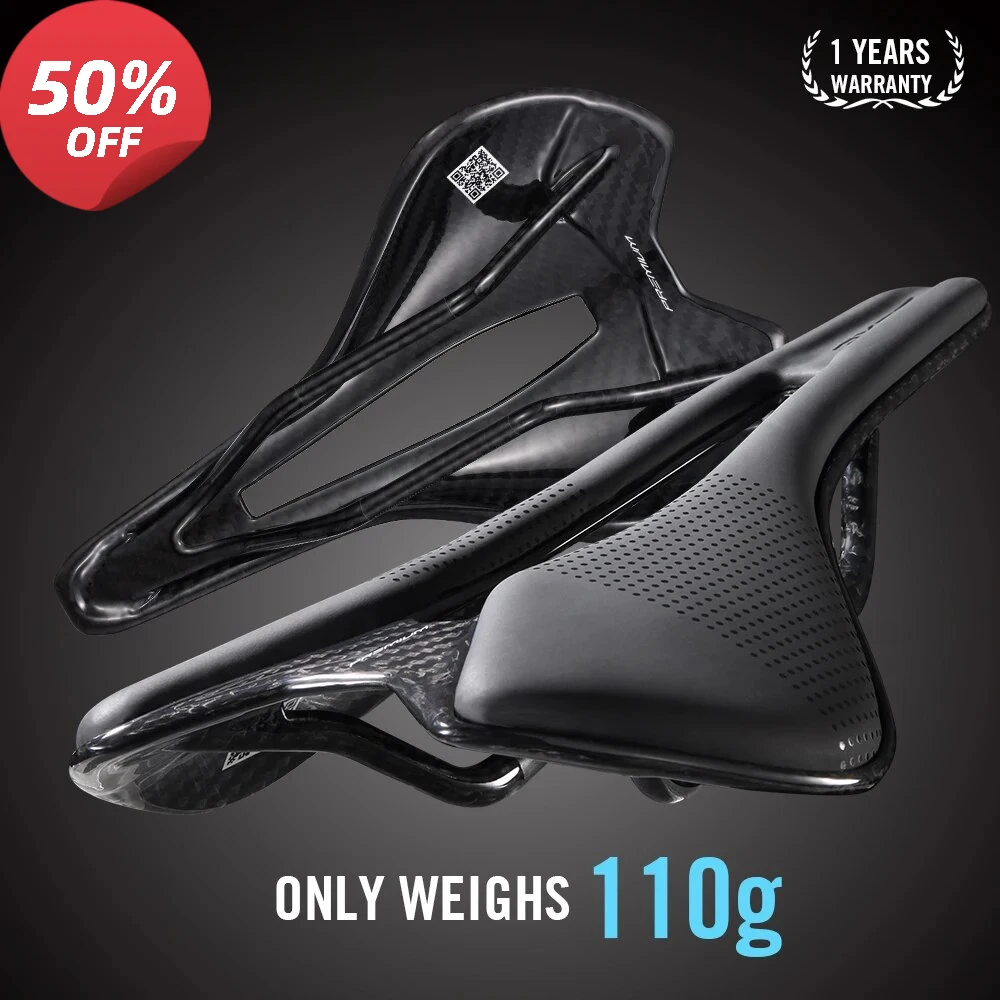 

RYET Bike Saddle Super Light Full Carbon Racing Cycling Saddle 110g 7x9mm Oval Carbon Rails Superflow Road Bicycle Seat Cushion