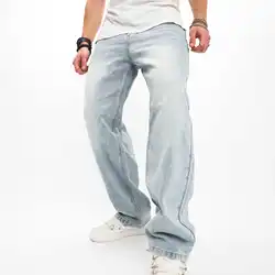 Monkey High Street-Jeans droits à jambes larges pour hommes, jeans décontractés, marque de mode de rue européenne et américaine XS-XXL