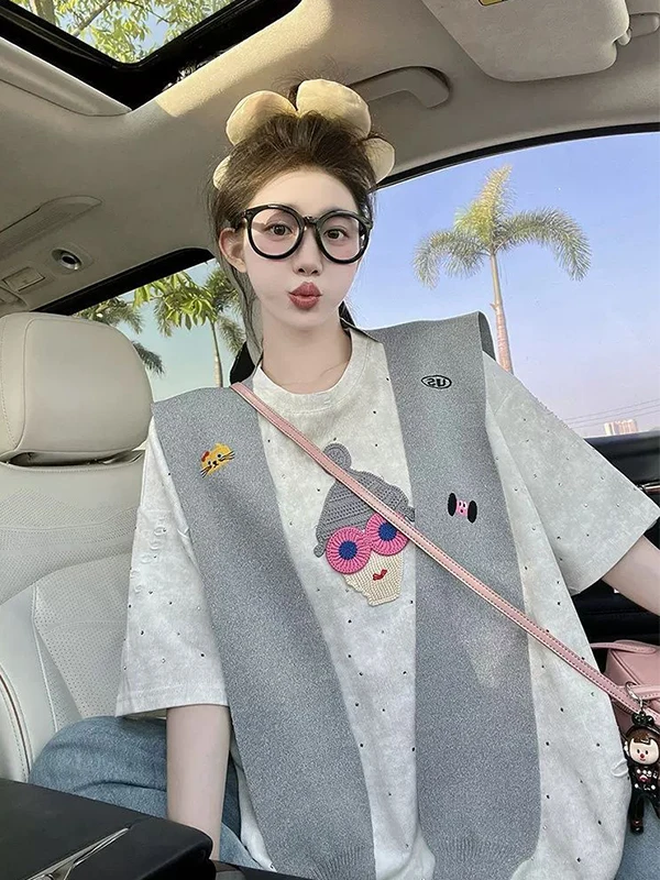 

plus Size 300 Pounds Casual Short Sleeve round Neck T-Shirt Women Summer Korean Style Top Comfortable Breathable Loose Fit
