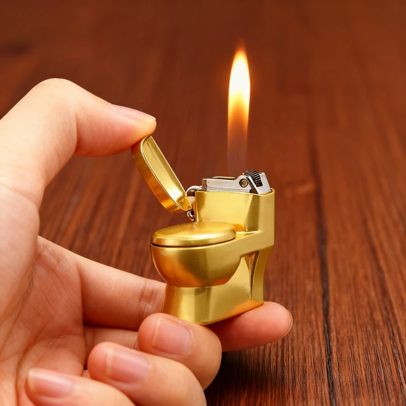 

New Fashionable Pendant Lighter: Mini Portable Toilet Shape, Inflatable Open Flame, Retro Small Grinding Wheel Ignition Tool