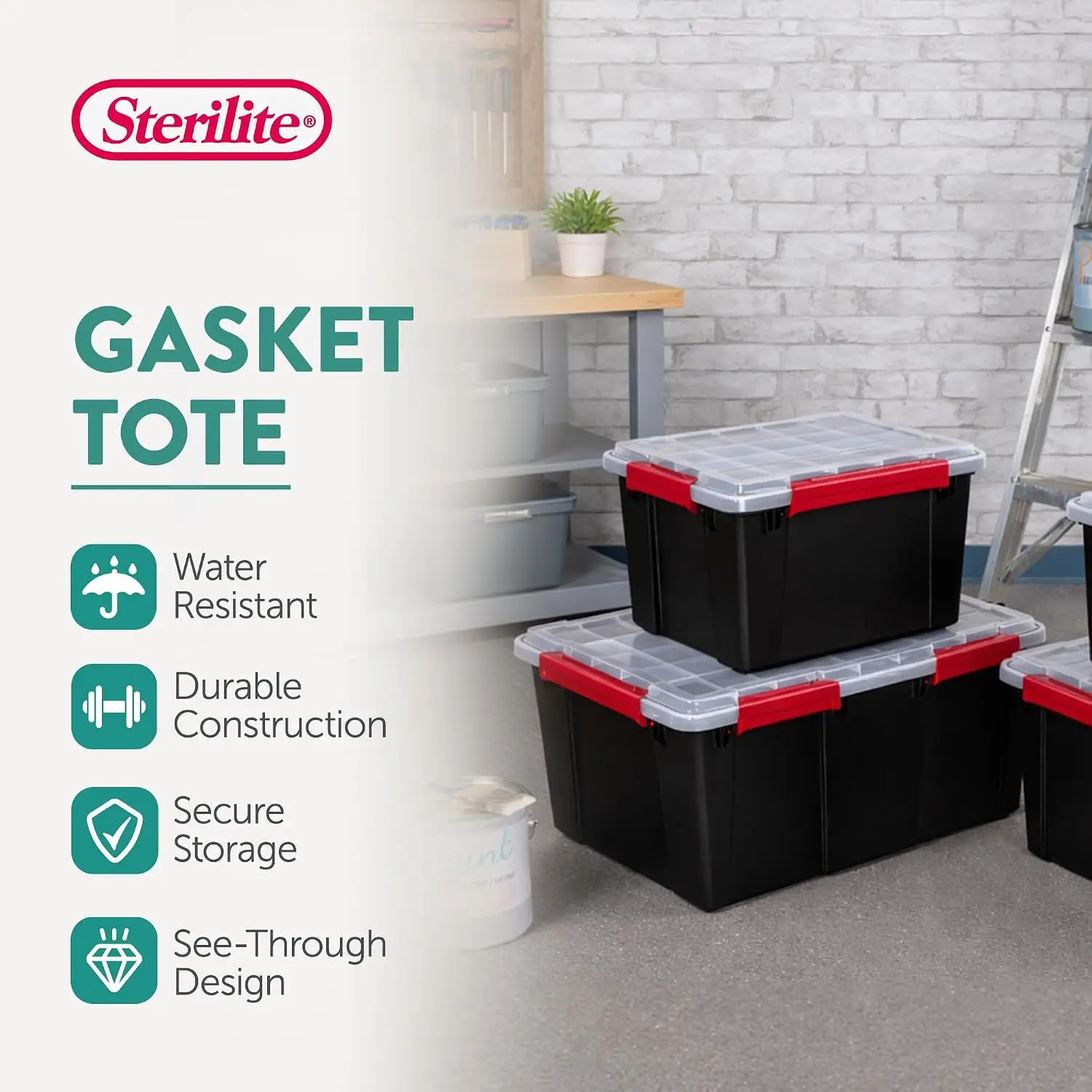 Stackable Plastic Storage Container with Lids, Waterproof & Dustproof 8.5 Gallon Tote for Home Organization, Customized