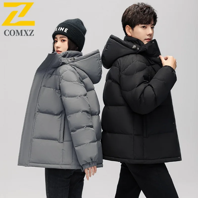 COMXZ Men Bread Jackets Winter Warm Travel Snow Windproof Comfortable Ski Puffer Jacket Stylish Street Minimalist Padding Coat