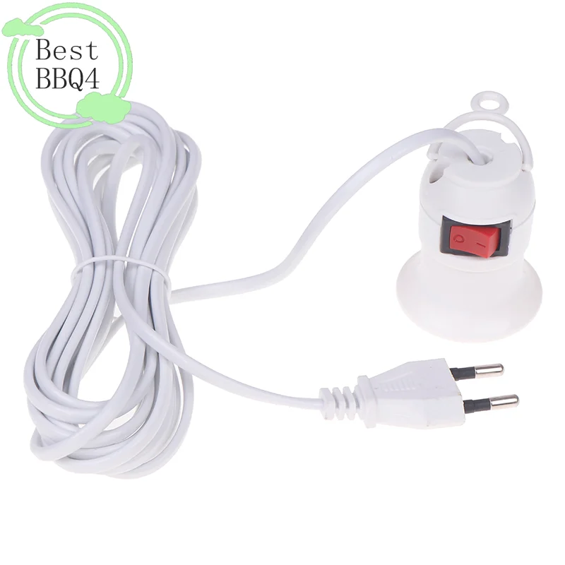 (BBQ4)EU Plug 4M Power Cord Cables E27 Lamp Base Holder With Switch For Pendant Led Bulbs Fixture Hanglamp Suspension Socket