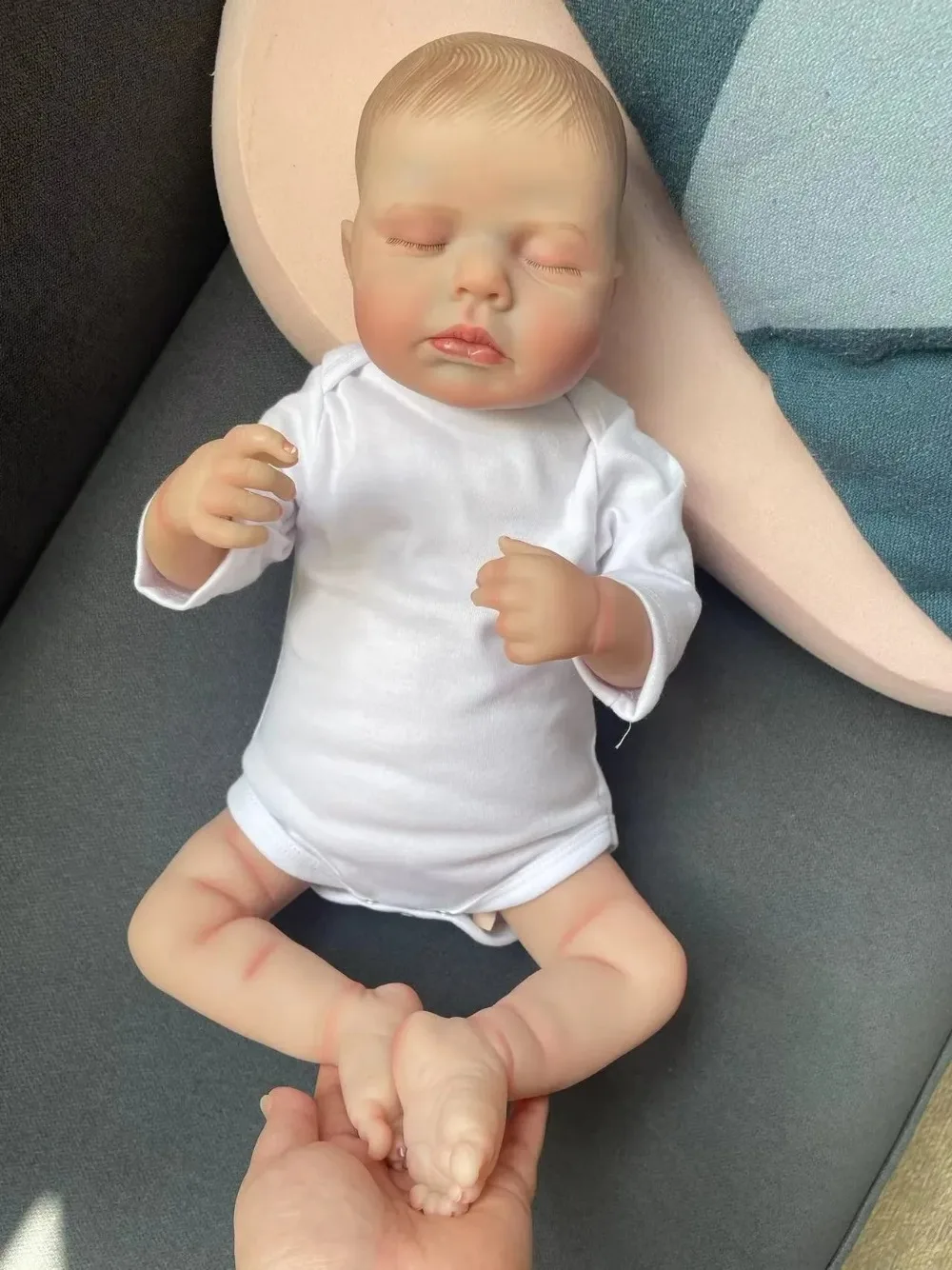 Muñeca Reborn LouLou de 48CM, tacto suave, realista, muñecas artísticas hechas a mano, pintura 3D de piel con venas visibles, Muñeca Reborn