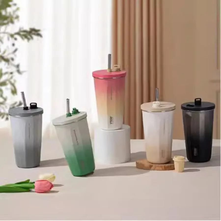 

New stainless steel gradient high-quality coffee cup, large capacity matte spray-coated office leisure drinking cup