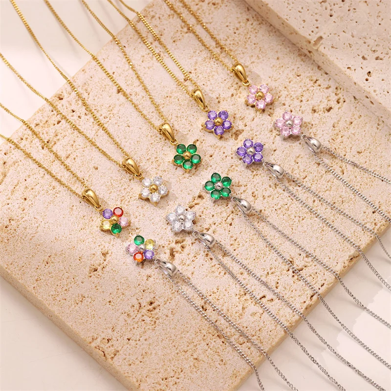 Premium Stainless Steel Luxury Of Design Necklace Gold Plated Stars Zircon Pendant Clavicle Chain For Girlfriend Birthday Gift